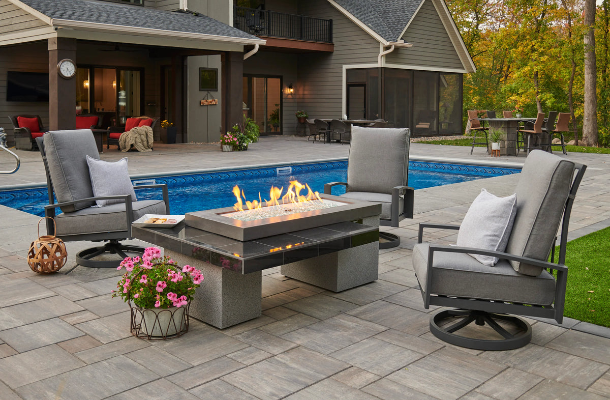 Outdoor GreatRoom Company Black Uptown Linear Gas Fire Pit Table