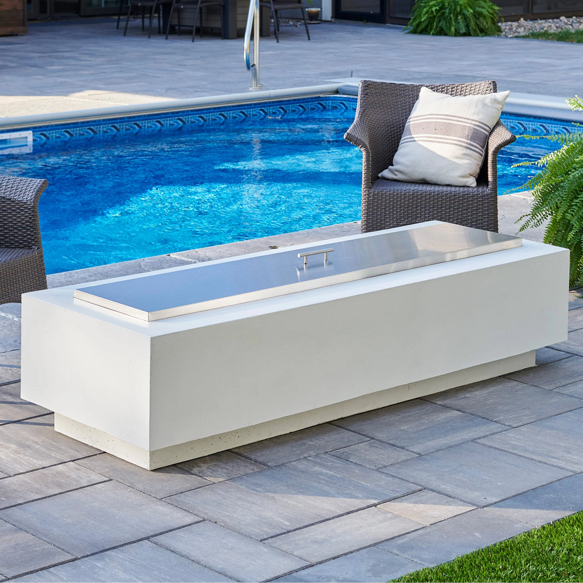 Outdoor GreatRoom Company White Cove 72&quot; Linear Gas Fire Table