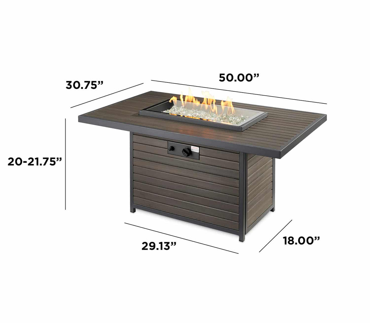 Outdoor GreatRoom Company Brooks Rectangular Gas Fire Pit Table