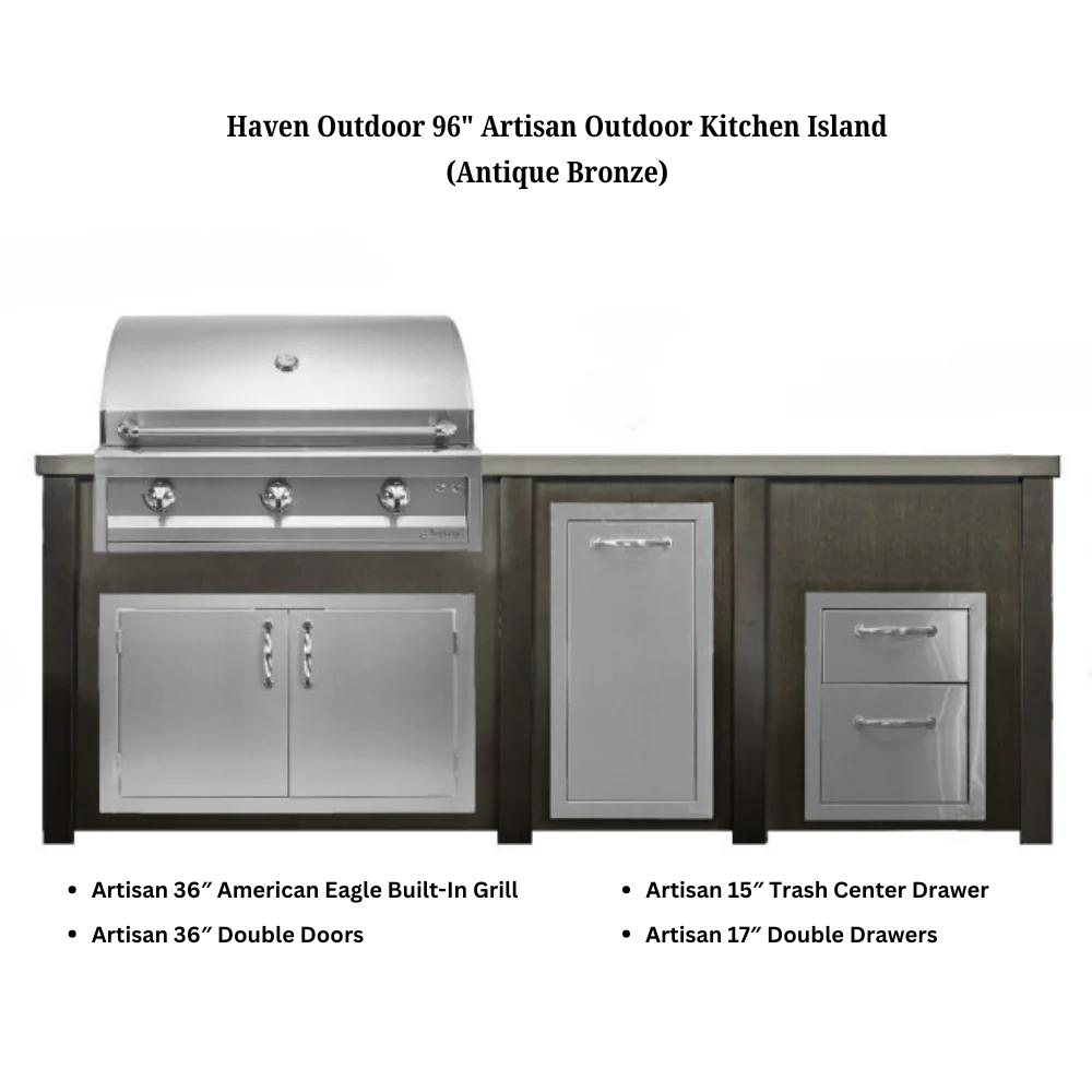 Haven Outdoor 96&quot; Artisan Outdoor Kitchen Island