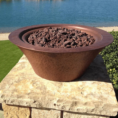 The Outdoor Plus Round Cazo Fire Bowl - Hammered Copper