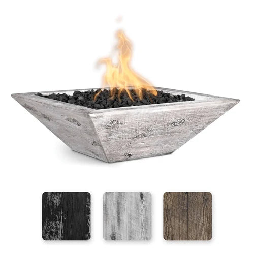 The Outdoor Plus 30&quot; Square Maya Fire Bowl - Wood Grain GFRC Concrete