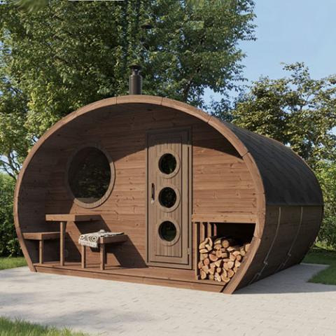 SaunaLife Model G11 8-Person Outdoor Home Sauna Kit -2 Room Sauna