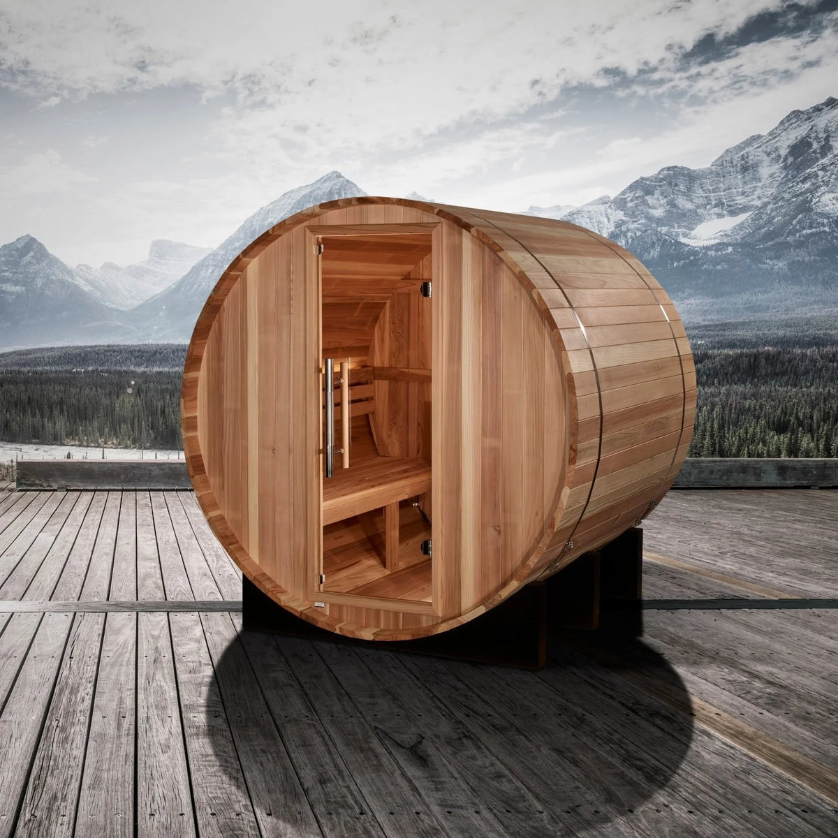 Golden Designs &quot;St. Moritz&quot; 2 Person Barrel Traditional Sauna -  Pacific Cedar