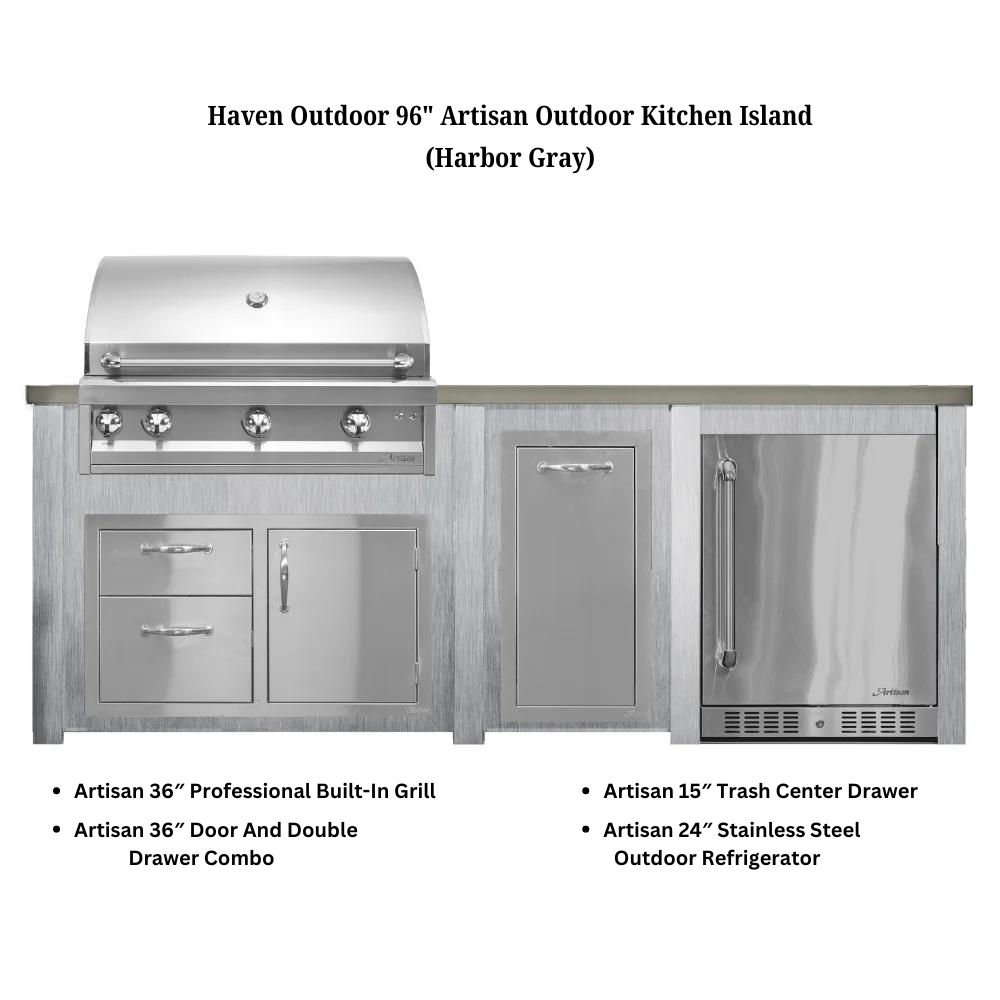 Haven Outdoor 96&quot; Artisan Outdoor Kitchen Island