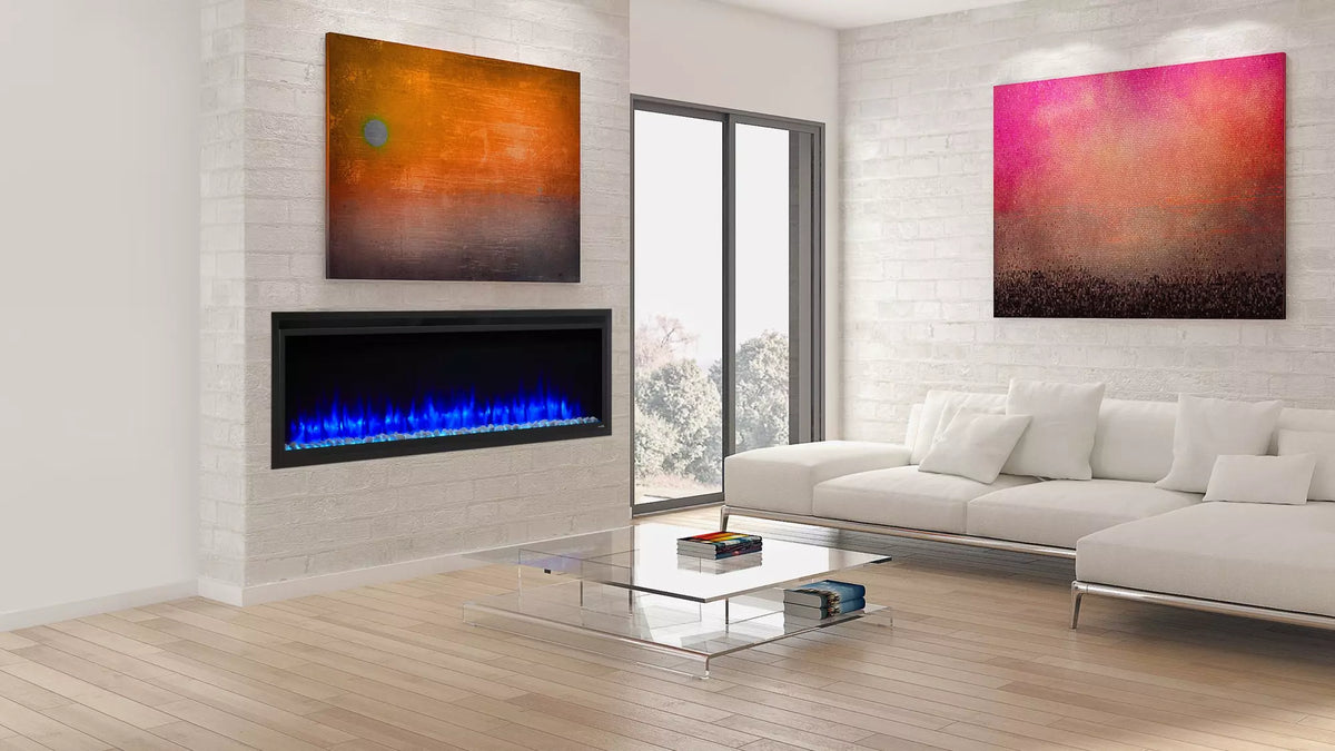 SimpliFire 60&quot; Allusion Platinum Recessed Linear Electric Fireplace