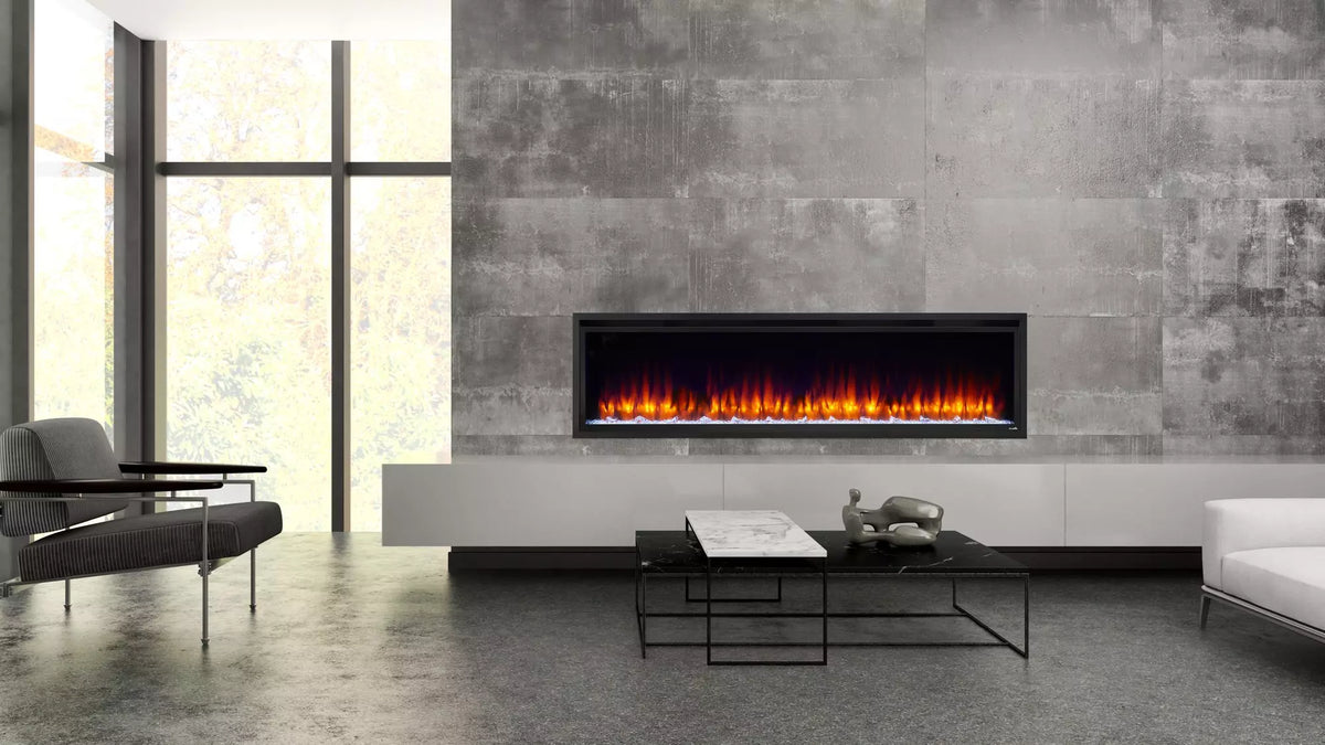 SimpliFire 72&quot; Allusion Platinum Recessed Linear Electric Fireplace