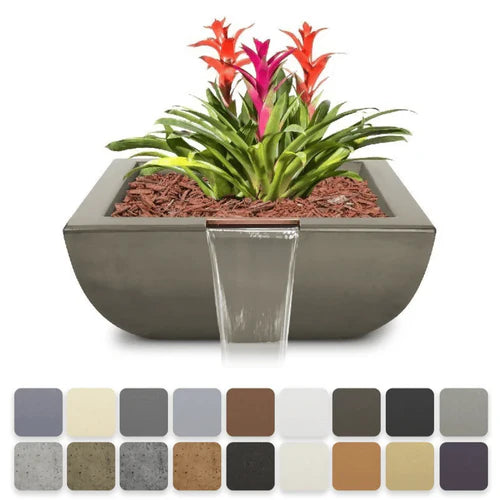 The Outdoor Plus Square Avalon Planter &amp; Water Bowl - GFRC Concrete