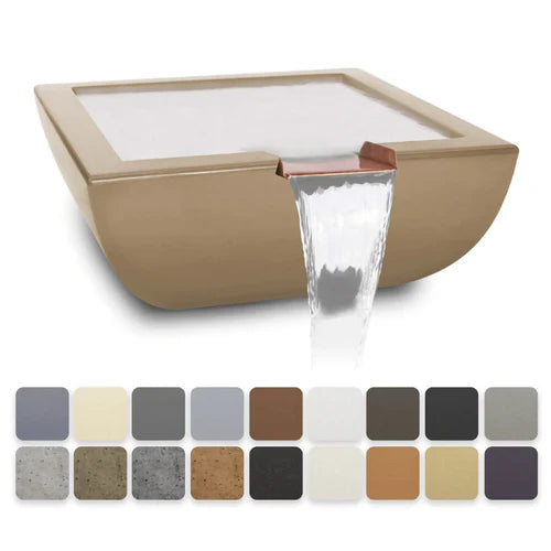 The Outdoor Plus Square Avalon Water Bowl - GFRC Concrete