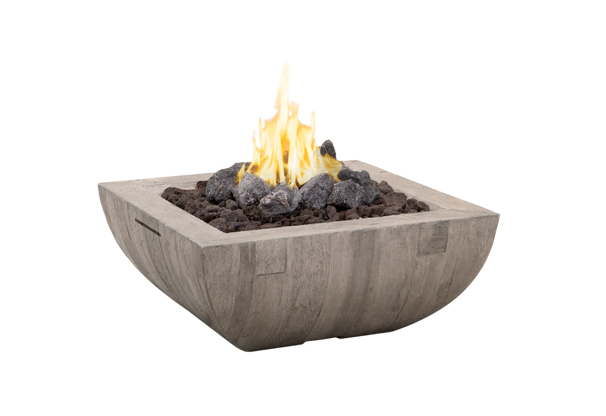 American Fyre Designs 36&quot; Reclaimed Wood Bordeaux Square Fire Bowl