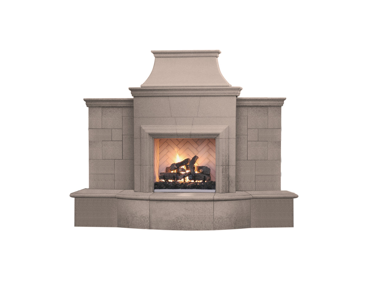 American Fyre Designs 127&quot; Vent-Free Grand Petite Cordova Fireplace With Extended Bullnose Hearth