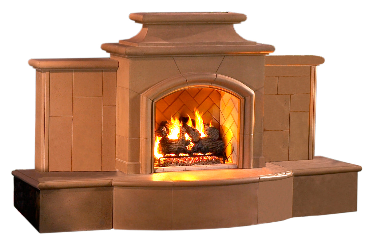 American Fyre Designs 113&quot; Vented Grand Mariposa Fireplace With Extended Bullnose Hearth