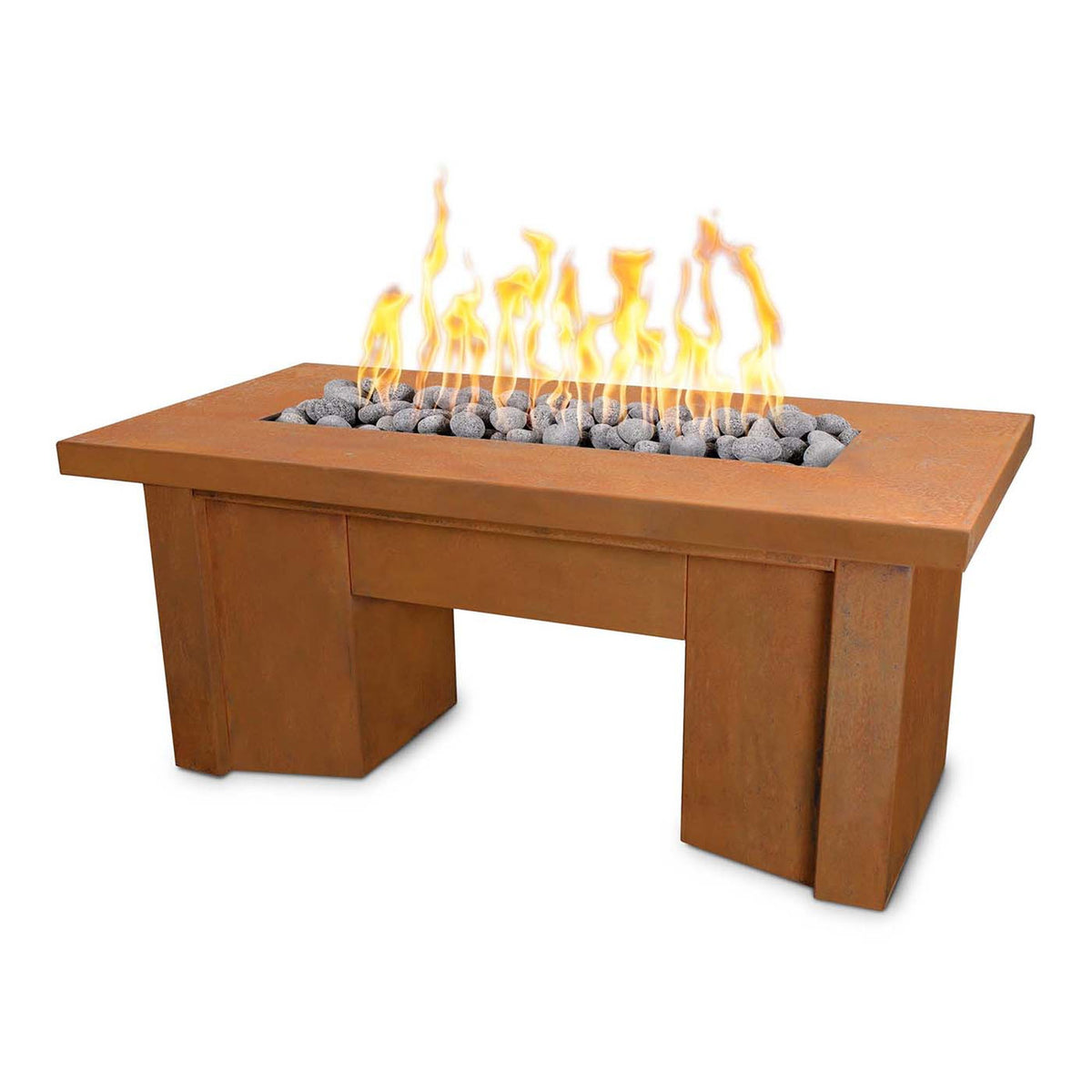The Outdoor Plus Rectangular Corten Steel Alameda Fire Table