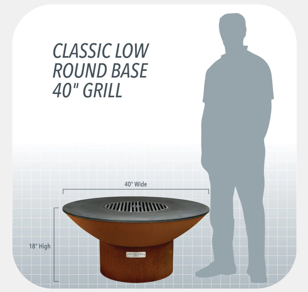 Arteflame Classic 40&quot; Fire Pit - Low Round Base
