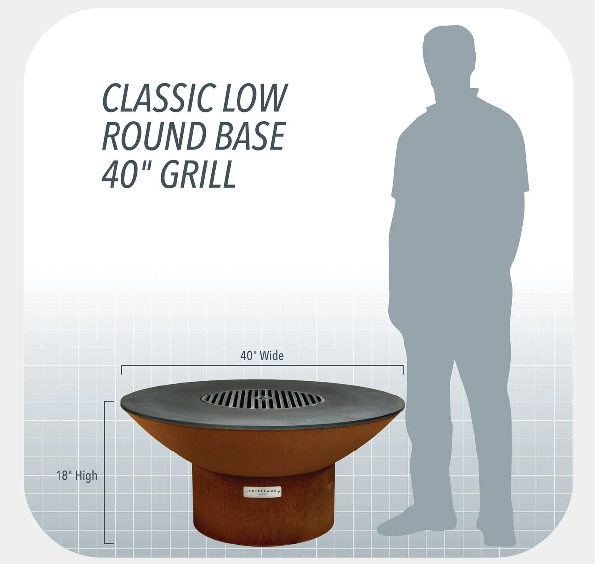 Arteflame Classic 40&quot; Grill - Low Round Base