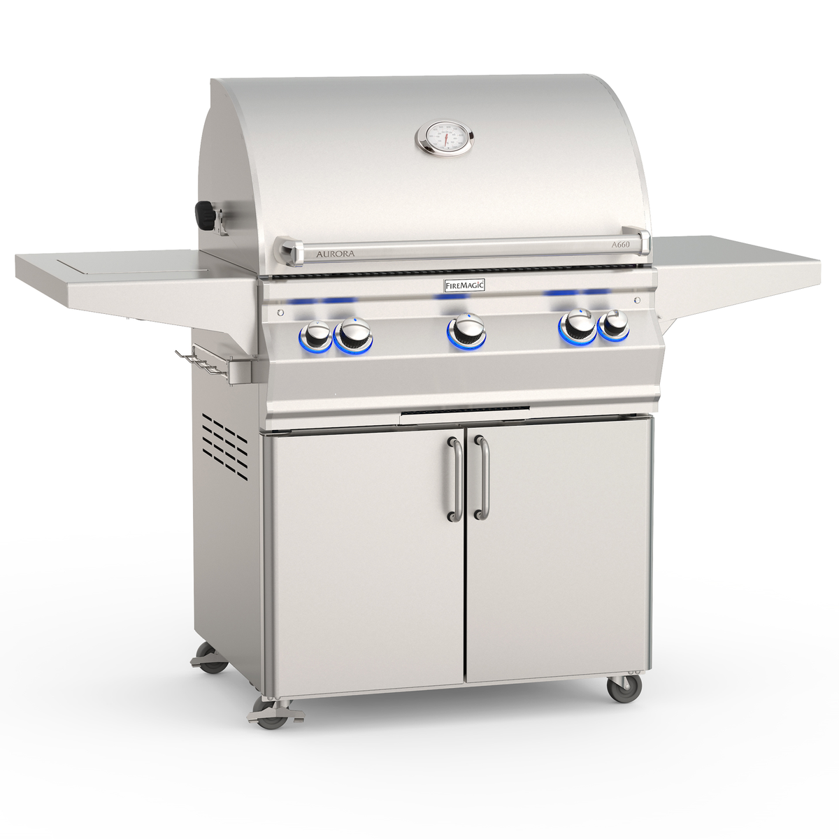 Fire Magic Aurora A660s Portable Grill with Analog Thermometer &amp; Single Side Burner Natural Gas