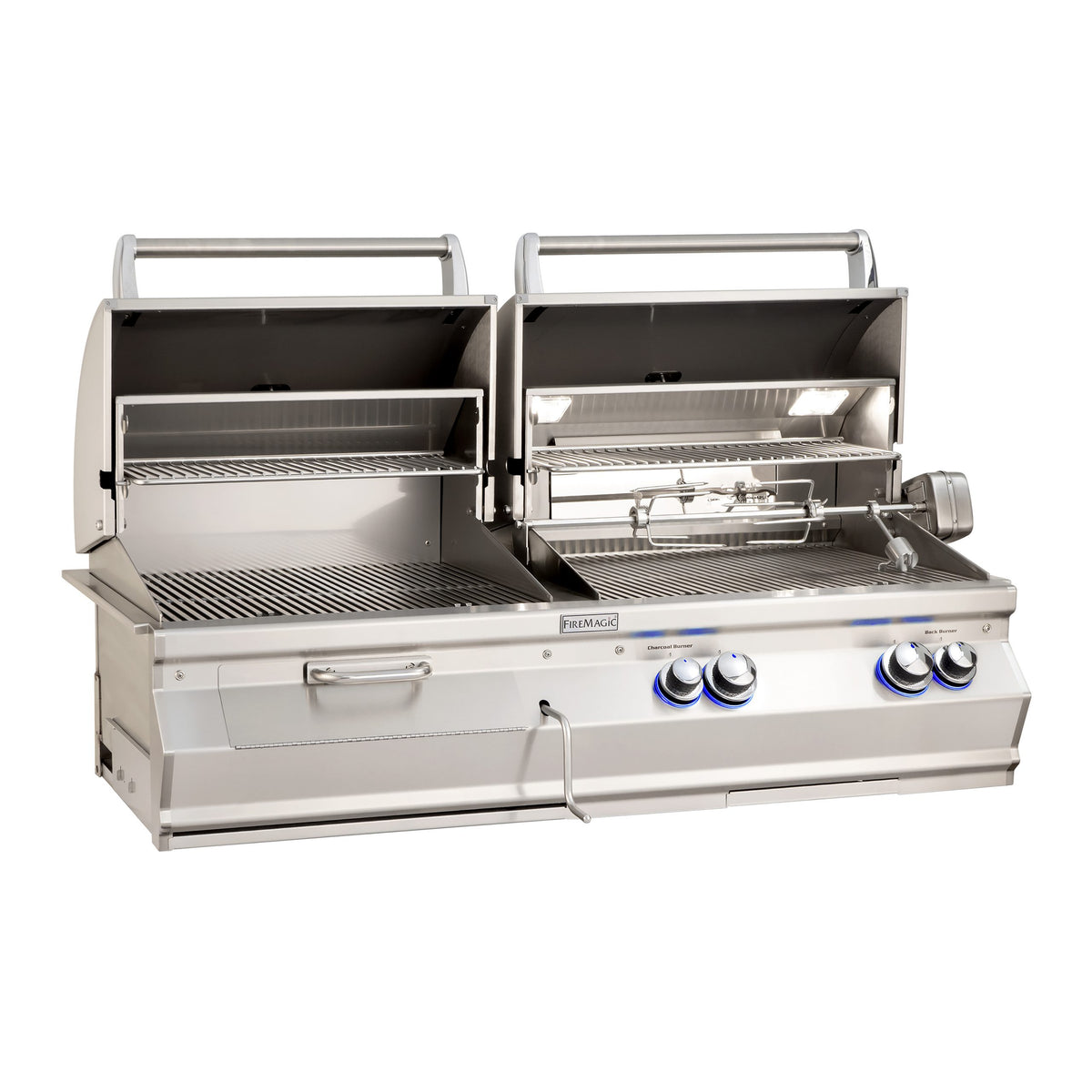 Fire Magic Aurora A830i Gas/Charcoal Combo Built-In Grill with Analog Thermometer