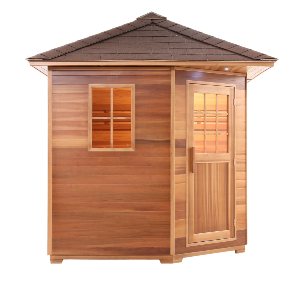 ALEKO 8 Person Wet Dry Sauna with Asphalt Roof - Harvia KIP Heater