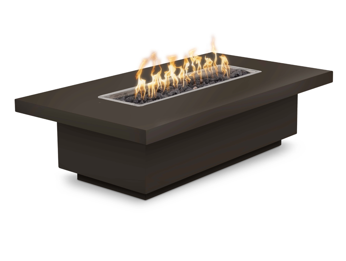 The Outdoor Plus Rectangular 15&quot; Tall Fremont Powder Coated Metal Fire Table