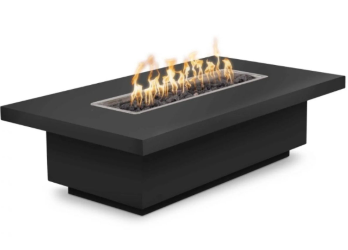 The Outdoor Plus Rectangular 15&quot; Tall Fremont Powder Coated Metal Fire Table