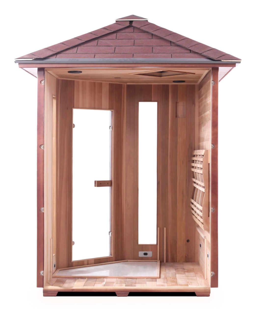 Enlighten Rustic 4 Person Corner Indoor/Outdoor Infrared Sauna