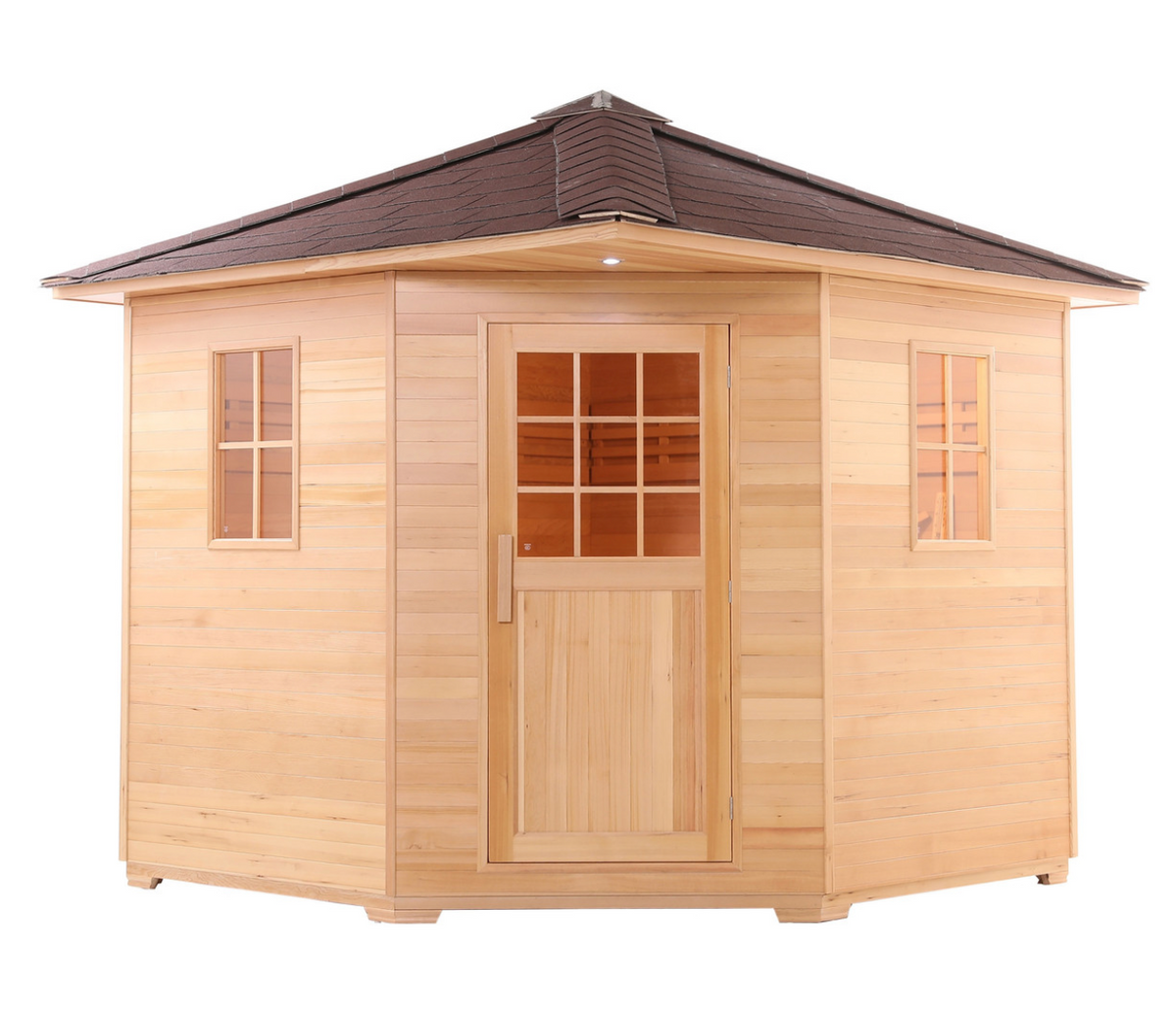 ALEKO Canadian Hemlock 5 Person Wet Dry Outdoor Sauna with Asphalt Roof