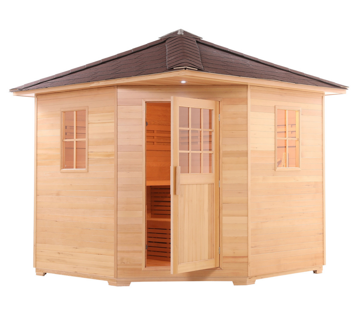 ALEKO Canadian Hemlock 5 Person Wet Dry Outdoor Sauna with Asphalt Roof