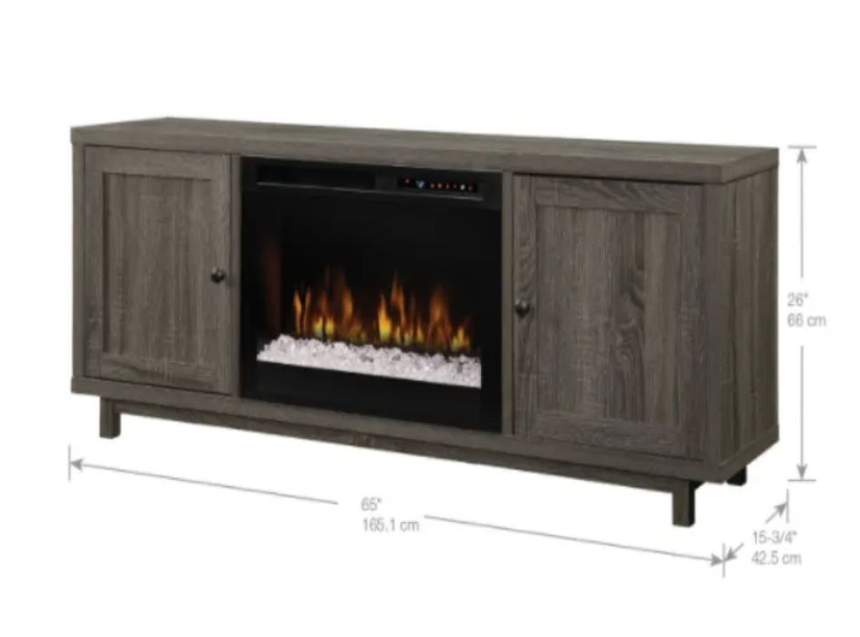 Dimplex Jesse Media Console Electric Fireplace With Glass Ember Bed