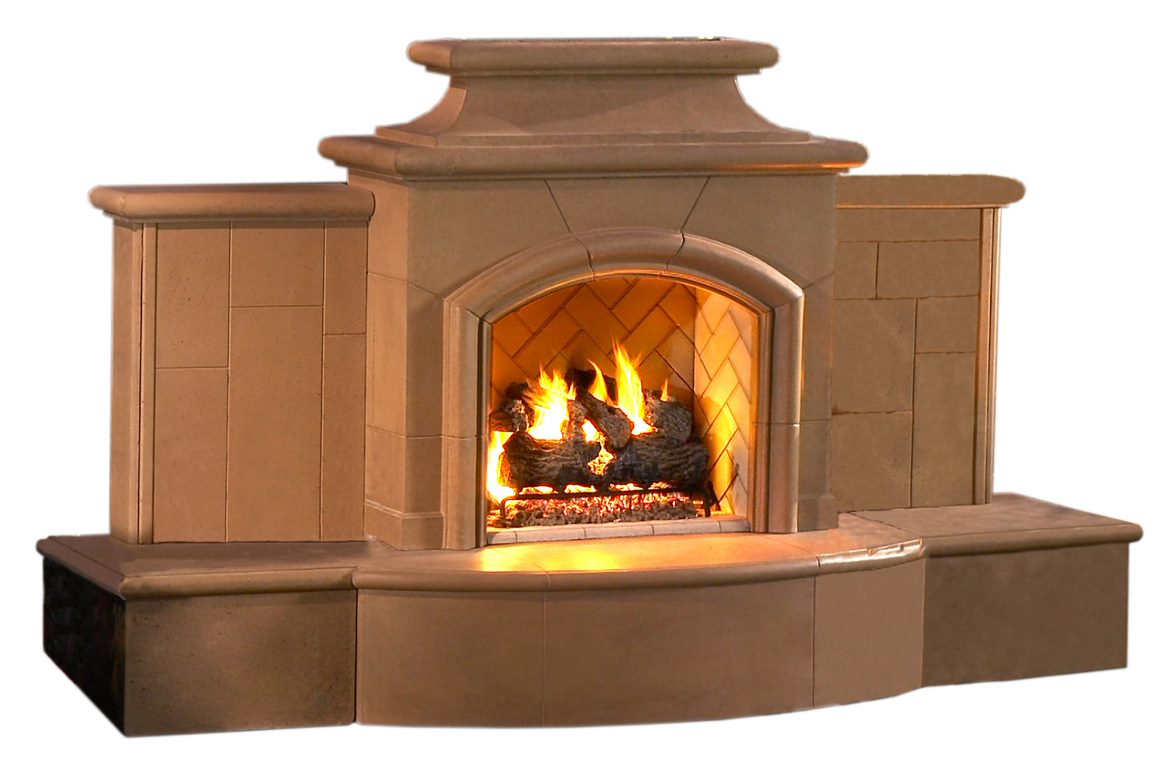 American Fyre Designs 113&quot; Vent-Free Grand Mariposa Fireplace With Extended Bullnose Hearth