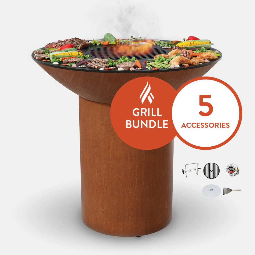 Arteflame Classic 40&quot; Grill with a High Round Base Home Chef Bundle With 5 Grilling Accessories.
