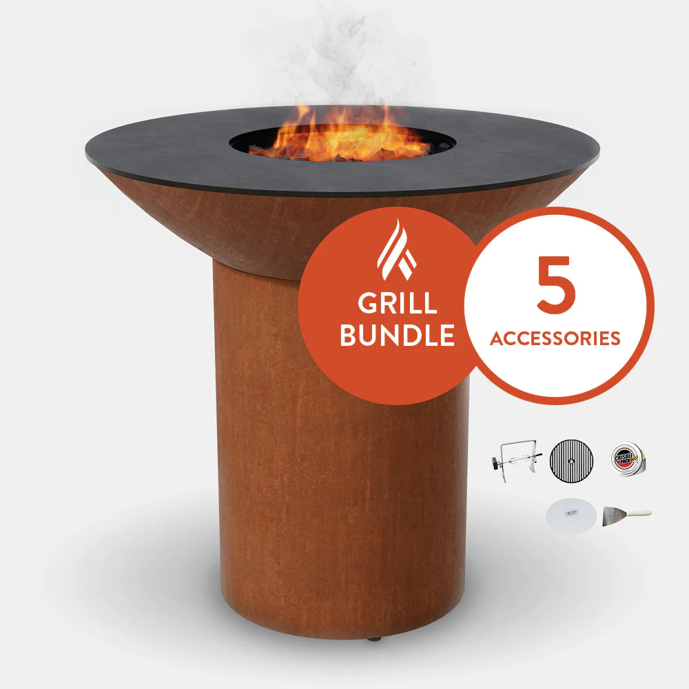 Arteflame Classic 40&quot; Grill with a High Round Base Home Chef Bundle With 5 Grilling Accessories.