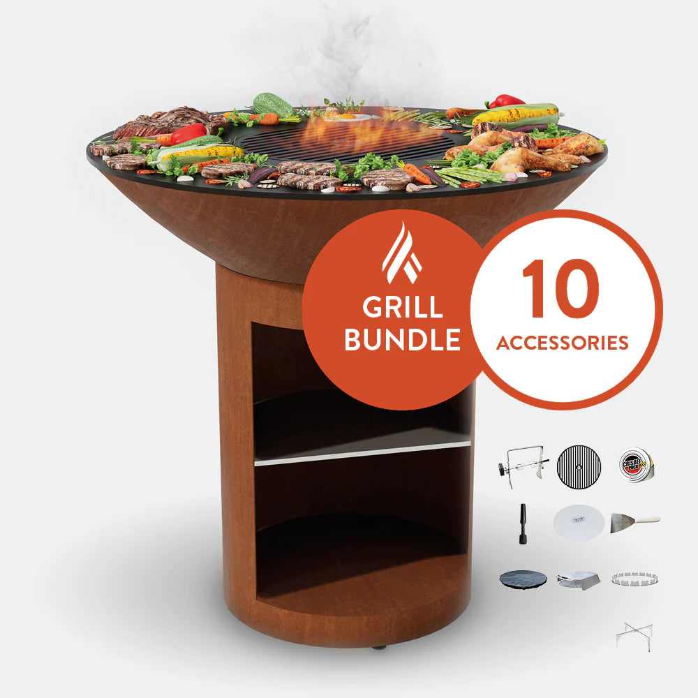 ARTEFLAME Classic 40&quot; Grill with a High Round Base with Storage Home Chef Max Bundle with 10 Grilling Accessories