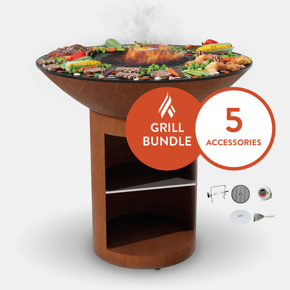 ARTEFLAME Classic 40&quot; Grill with a High Round Base with Storage Home Chef Bundle with 5 Grilling Accessories